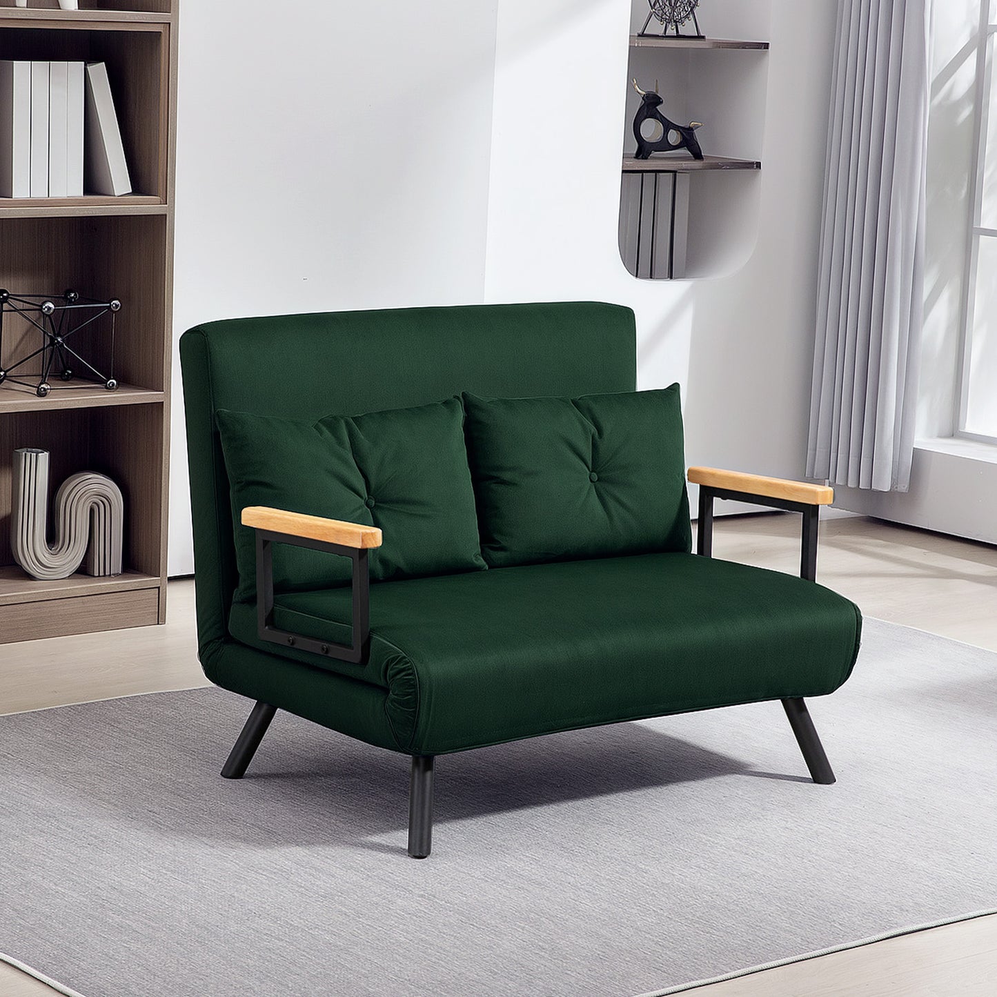 Click Clack 2 Seater Sofa Bed for Living Room, Guest Room, Green