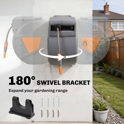 Retractable Hose Reel Wall Mounted, 40+2m Hose Pipe Reel, Orange