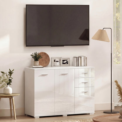 Modern Sideboard Kitchen Storage Cabinet, High Gloss White