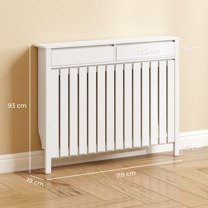 Large Radiator Cover with Drawers and Vertical Slats 119 x 19 x 93cm