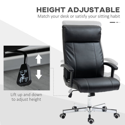 Massage Office Chair PU Leather Computer Chair w/ Tilt Function Black
