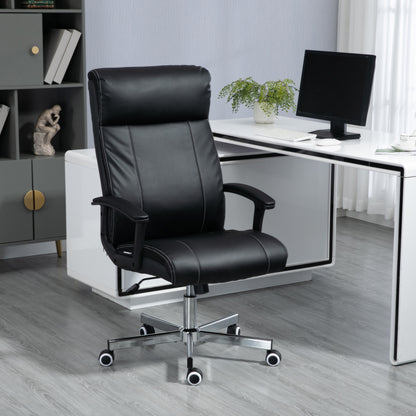Massage Office Chair PU Leather Computer Chair w/ Tilt Function Black