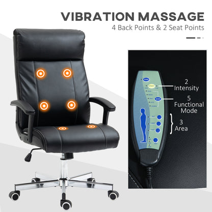 Massage Office Chair PU Leather Computer Chair w/ Tilt Function Black