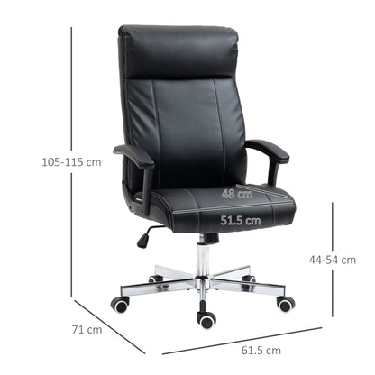 Massage Office Chair PU Leather Computer Chair w/ Tilt Function Black