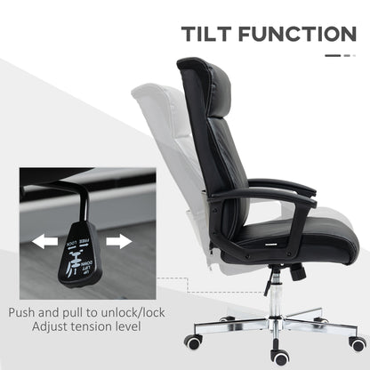 Massage Office Chair PU Leather Computer Chair w/ Tilt Function Black