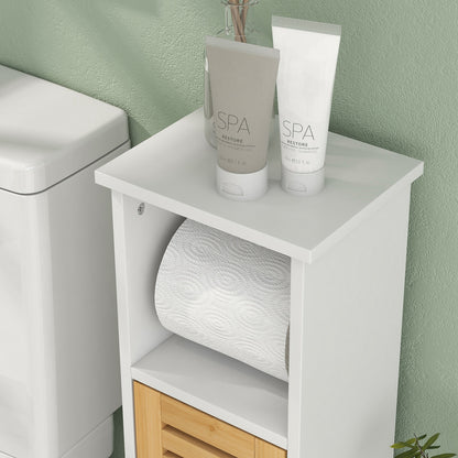 Bathroom Cabinet, Slim Bathroom Unit with Adjustable Shelf, White