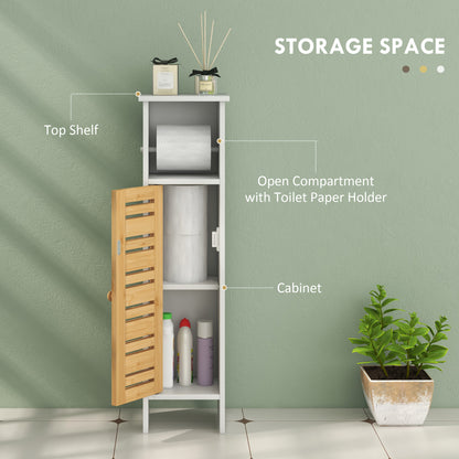 Bathroom Cabinet, Slim Bathroom Unit with Adjustable Shelf, White