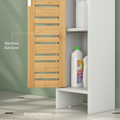 Bathroom Cabinet, Slim Bathroom Unit with Adjustable Shelf, White