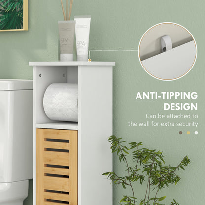 Bathroom Cabinet, Slim Bathroom Unit with Adjustable Shelf, White