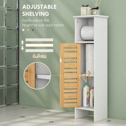 Bathroom Cabinet, Slim Bathroom Unit with Adjustable Shelf, White