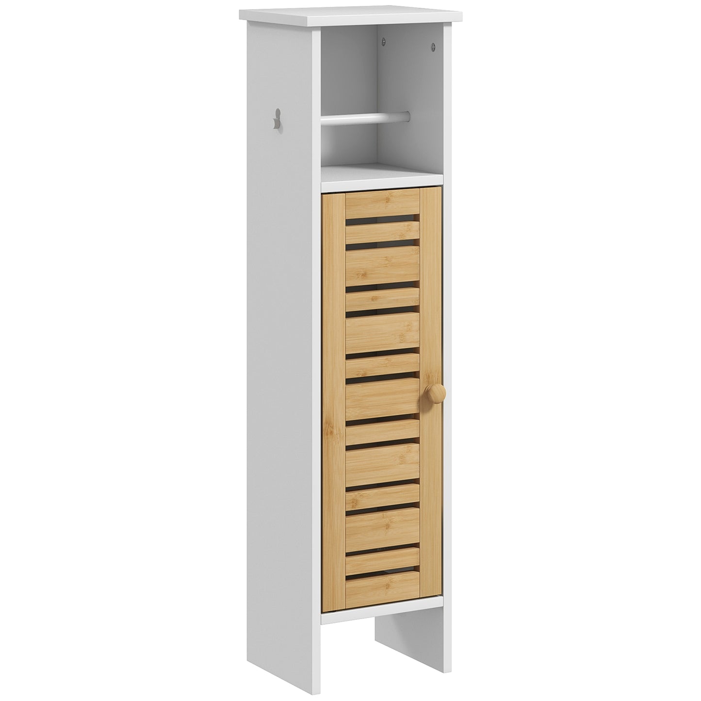Bathroom Cabinet, Slim Bathroom Unit with Adjustable Shelf, White