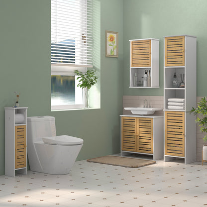 Bathroom Cabinet, Slim Bathroom Unit with Adjustable Shelf, White