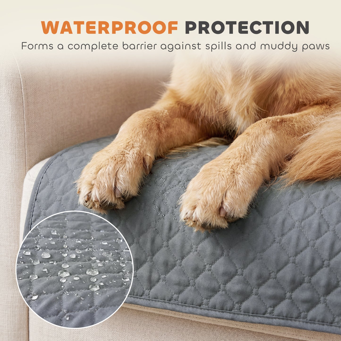 Waterproof Sofa Cover 3 Seater, Soft Couch Cover for Dogs Cats Pets