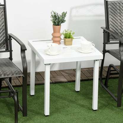 Garden Side Table Coffee Table with Umbrella Hole for Patio Balcony