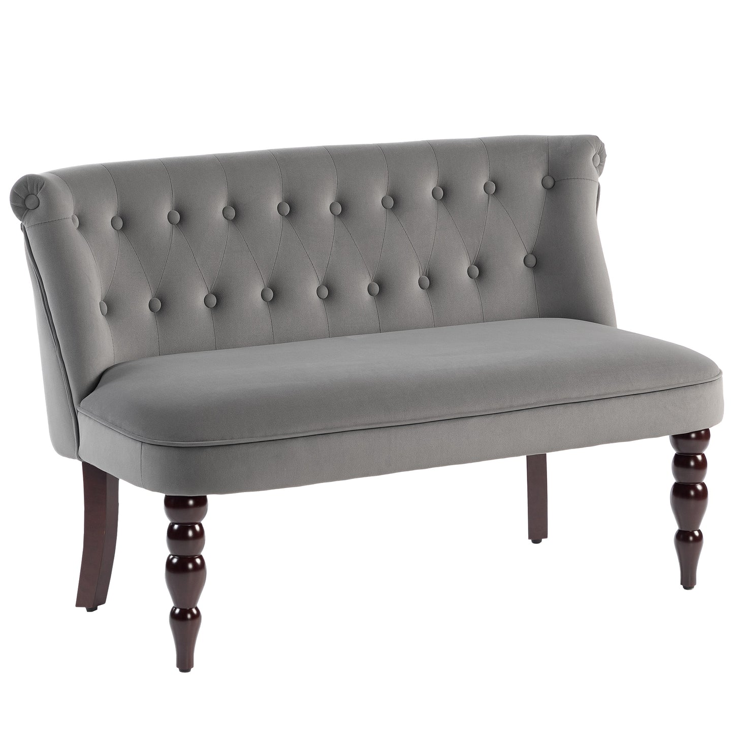 Velvet-Feel Two-Seat Lounger Sofa with Wood Frame, Charcoal Grey