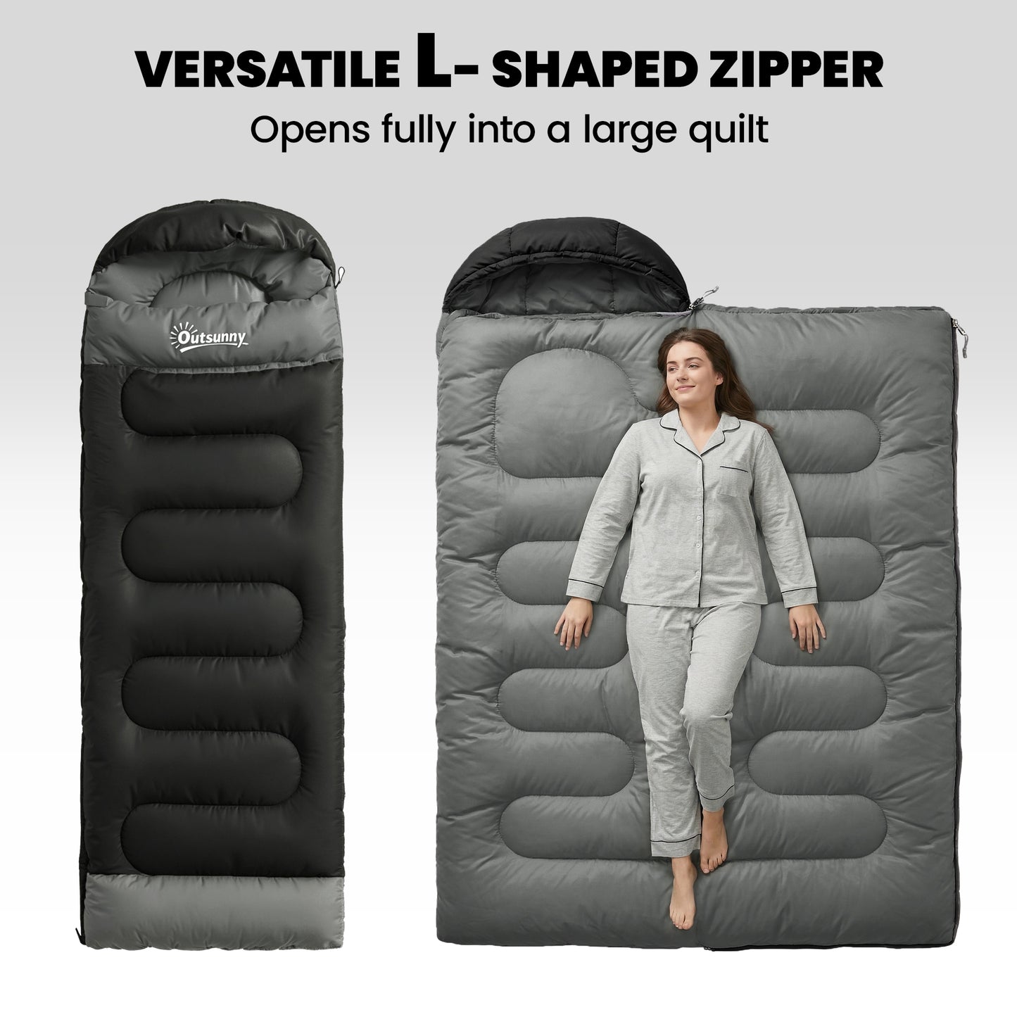 Sleeping Bag for Adults, Lightweight & Compact Sleeping Bag, Black