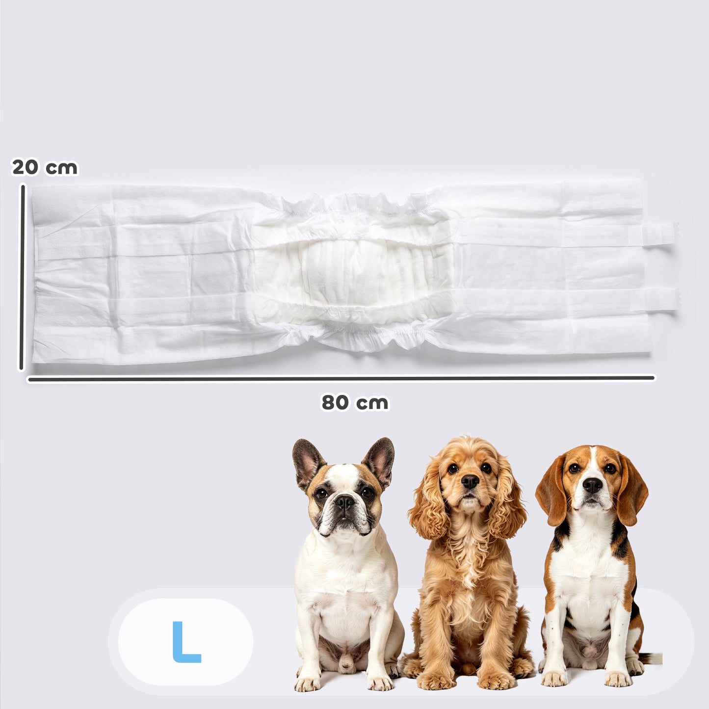 Disposable Dog Diapers Male, 48 Count Absorbent Dog Nappies, Puppy Sanitary Wraps Panties for Incontinence or Excitable Urination and Training, L, 62-80 cm