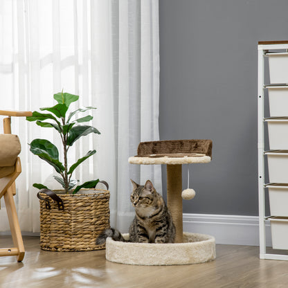 44cm Cat Tree with Sisal Cat Scratching Post, Toy Ball - Brown