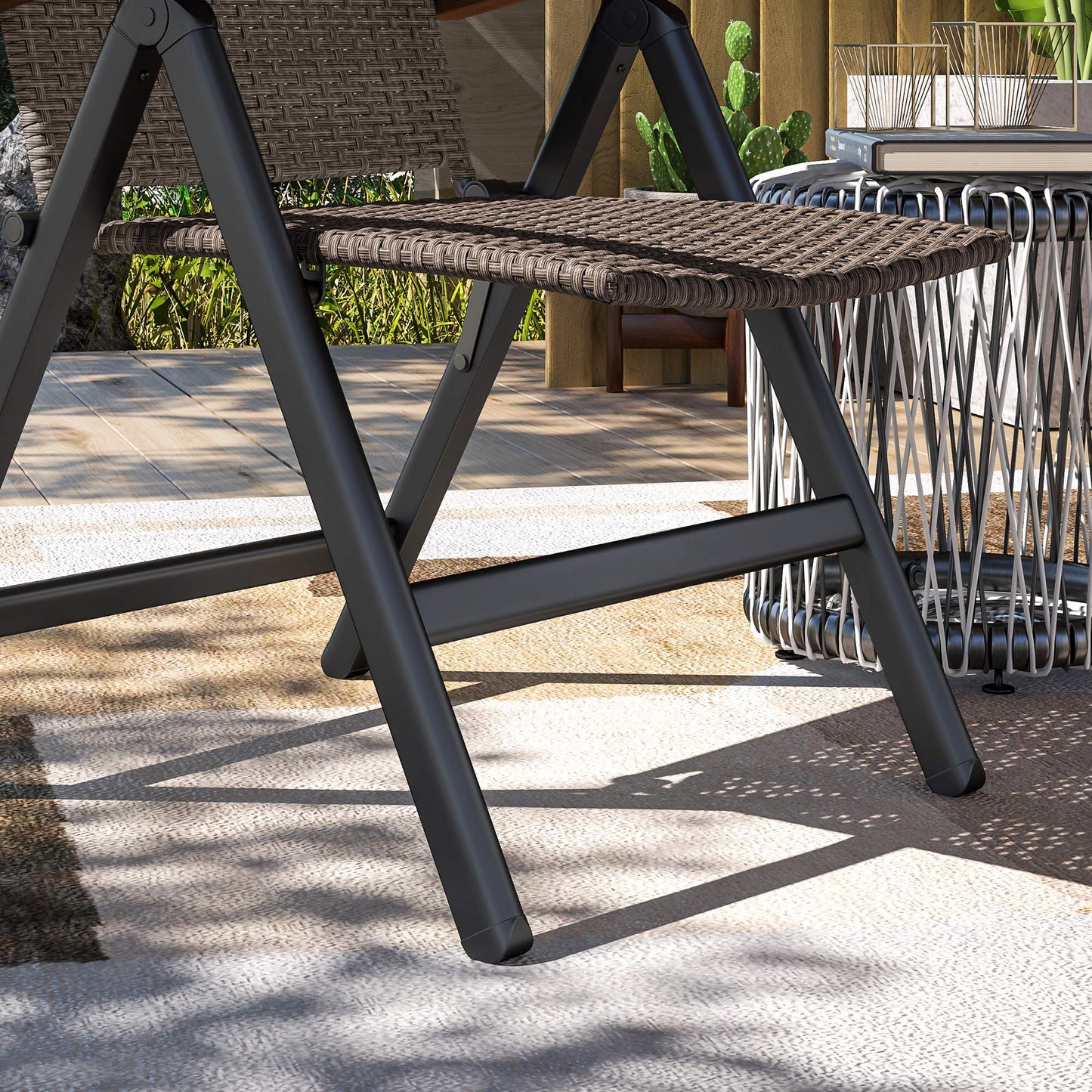 Outdoor Folding Rattan Chair, Dining Chair, Brown