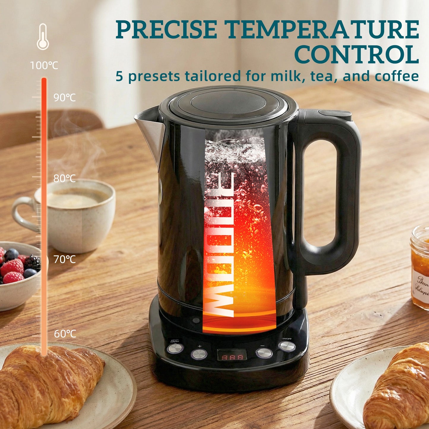 Electric Kettle, 1.7L Fast Boil, 3kW Water Kettle with Strix Thermost