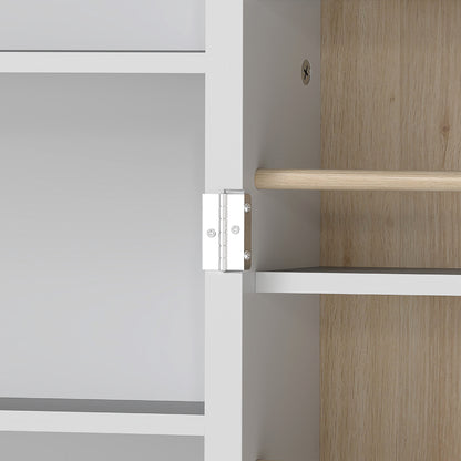 Kitchen Cabinet with Double Doors, 5 Tiers, 12 Spice Racks, White