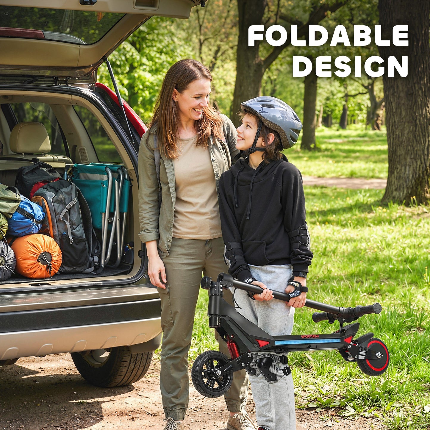 Electric Scooter for Kids, Foldable E Scooter for Age Age 6+ Black
