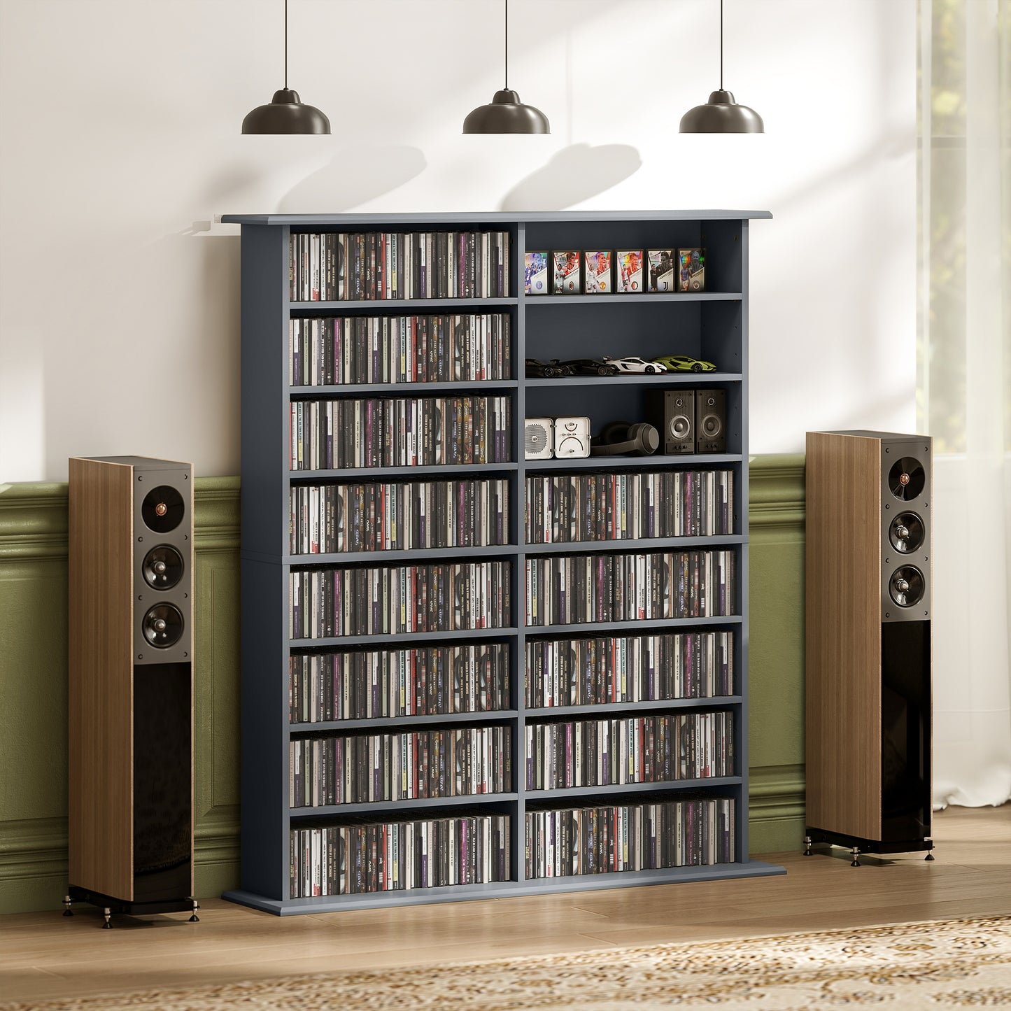 CD Storage Unit DVD Tower Blu-ray Storage Shelf for Office, Grey