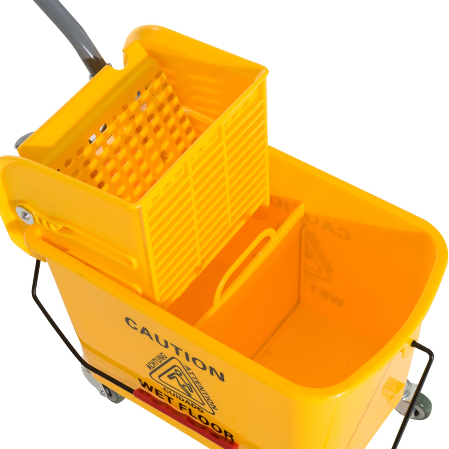 20L Mop Bucket with Wringer Handle on Wheels for Cleaning Yellow