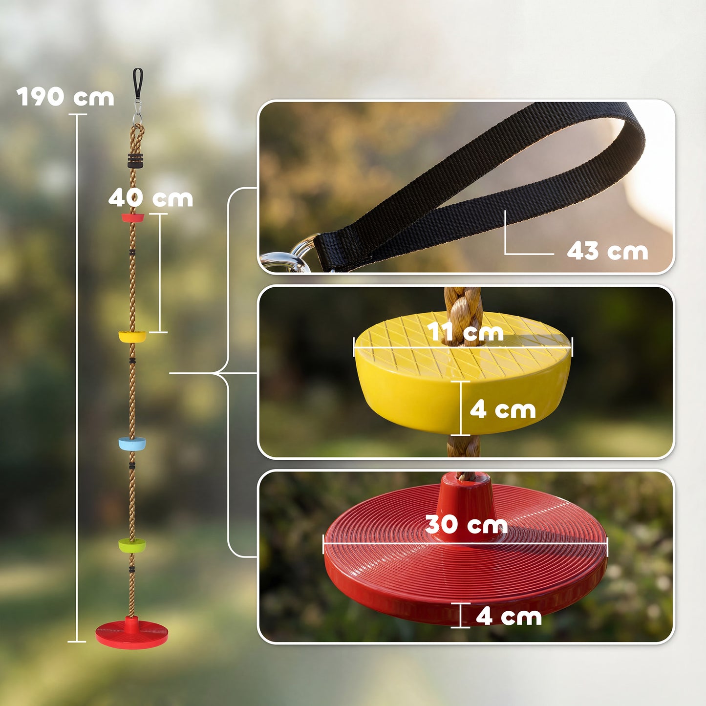 Climbing Rope, Kids Tree Swing Kit with Disc Swings Seat, Red