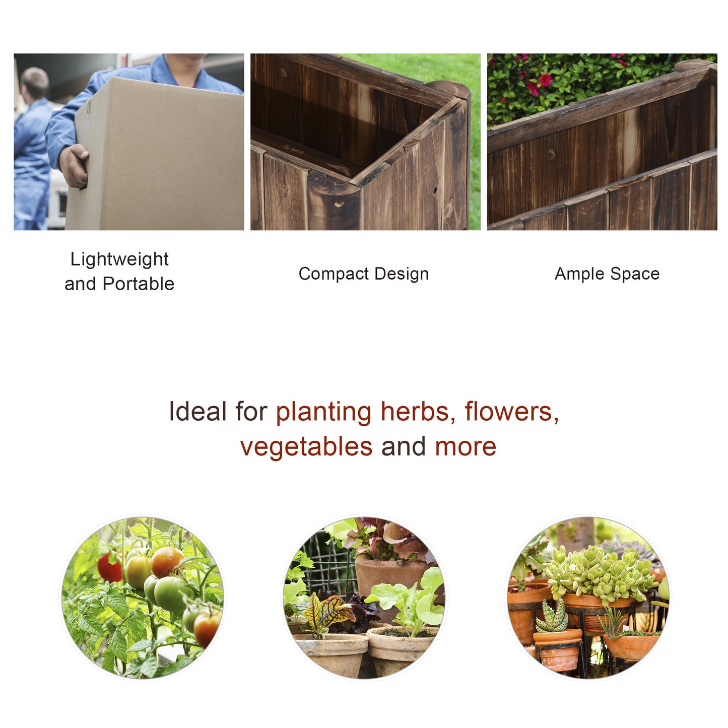 Wooden Raised Garden Bed with Drainage Gaps