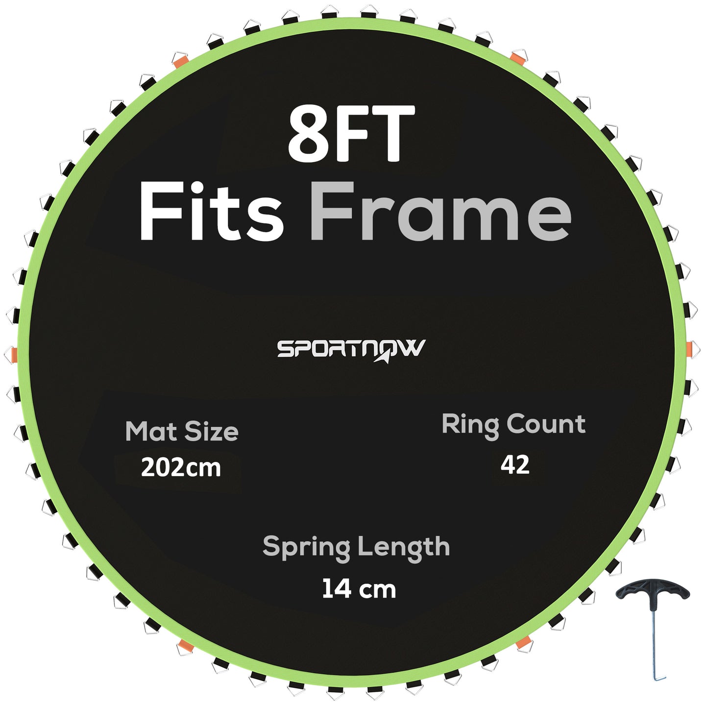 Trampoline Mat with 42 V-Hooks, for 8ft Trampoline, Green
