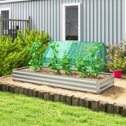 Galvanised Raised Garden Bed Metal Planter Box, Silver