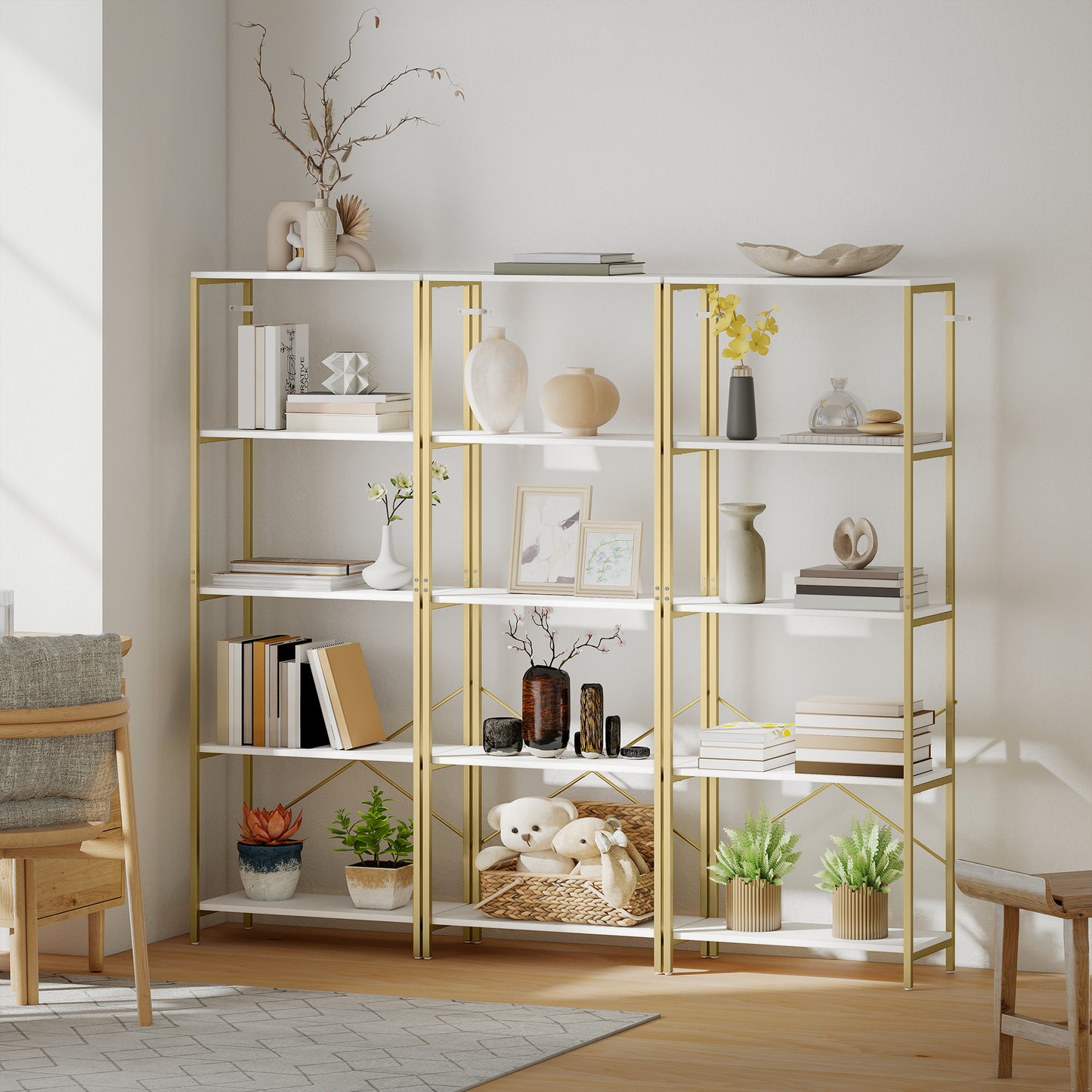 Modern Bedside Table with 2 Drawers and Open Shelves for Bedroom