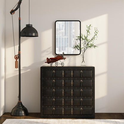 Rectangular Mirror with Metal Frame, Decorative Wall Mirror, Black