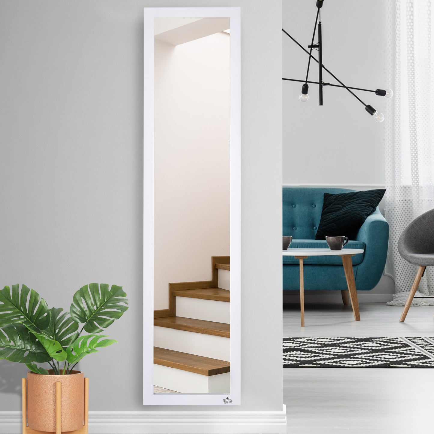 Full Length Mirror, Floor Standing or Wall-Mounted Long Mirror, White