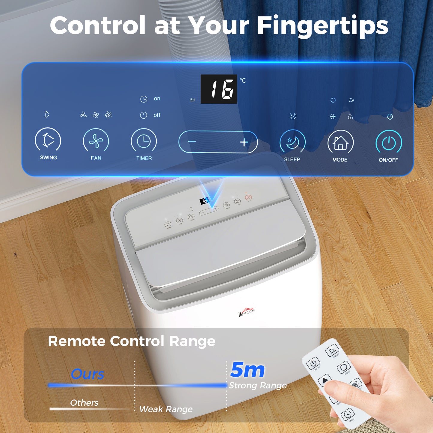 12,000 BTU Portable Air Conditioner Unit with Remote, 24H Timer, 35m²