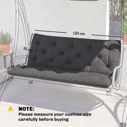 Garden Bench Cushion, Seat Pad with Ties, Black