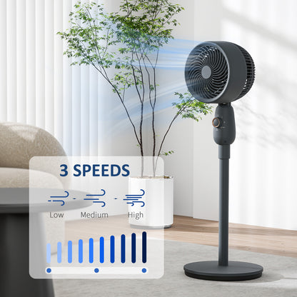 Pedestal Fan for Bedroom, Powerful Air Circulator with 3 Speed, Grey