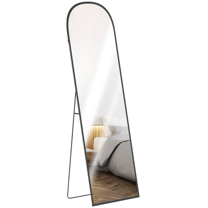 Full Length Mirror with Aluminium Alloy Frame Hanging or Leaning Black