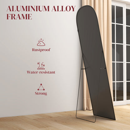 Full Length Mirror with Aluminium Alloy Frame Hanging or Leaning Black