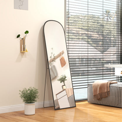Full Length Mirror with Aluminium Alloy Frame Hanging or Leaning Black