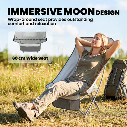 Camping Chair Portable with Side Pocket Light Grey