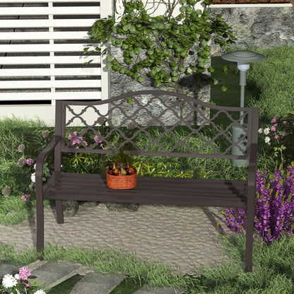 Outdoor Garden Bench Antique Style Cast Iron 2 Seater Patio Porch Park Loveseat Chair Seater - Brown