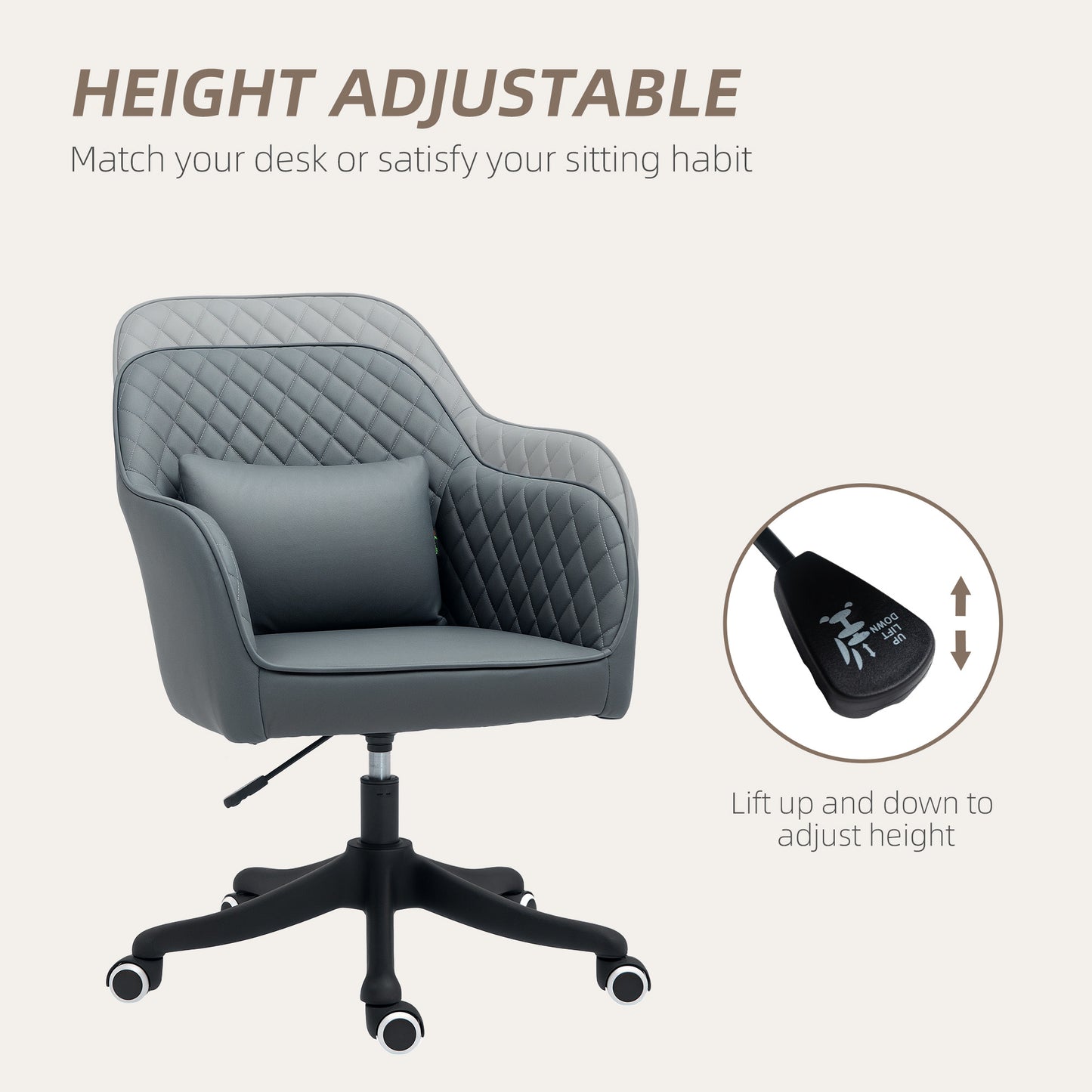 Office Chair with Rechargeable Vibration Massage, Grey