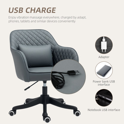 Office Chair with Rechargeable Vibration Massage, Grey