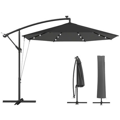 3 m Cantilever Parasol Solar LED Lights, Black