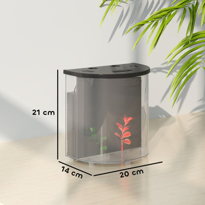 Fish Tank, 3L Nano Aquarium Starter Kit with Filter System, LED Light