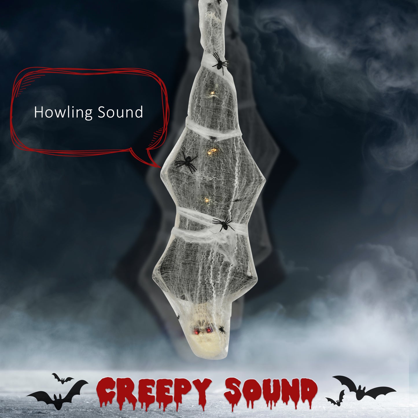 5.5ft Animated Halloween Decoration Hanging Mummy with Spider Web