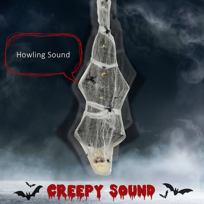 5.5ft Animated Halloween Decoration Hanging Mummy with Spider Web