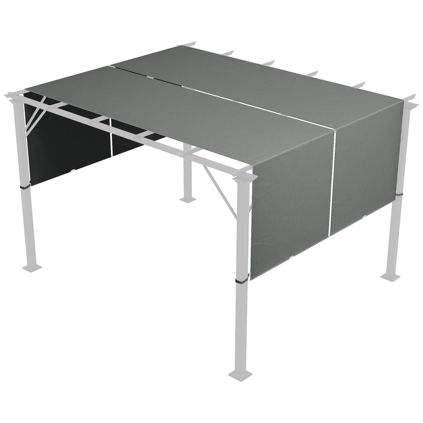 2Pcs Pergola Replacement Canopy, 4.9 x 1.2m, UV Protection, Dark Grey